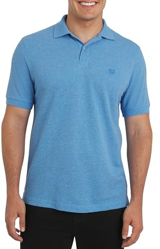 Chaps Men's Everyday Casual Classic Fit Stretch Pique Polo Shirt, Azure, Small
