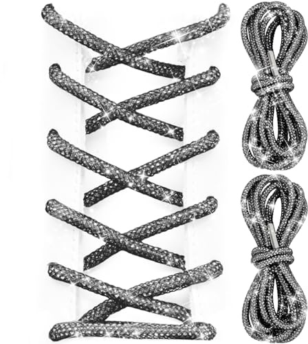 UamGlsob Cordones Redondos con Cristales y Strass de 4mm, Cordones Brillantes con Diamantes para Zapatillas y Botas