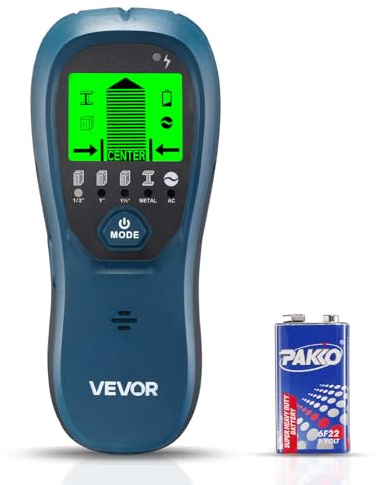 VEVOR Détecteur de Montants Mural 5 en 1, Scanner Mural Électronique, avec Capteur Intelligent, Écran LCD Haute Définition, Alarme Sonore, pour Détection Montants Bois, Métal, Fils Électriques, Bleu