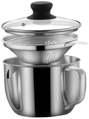 NASSMOSSE Séparateur de Graisse en Acier Inoxydable, Filtre à Graisse, libération inférieure, Double Bec de Cuisson