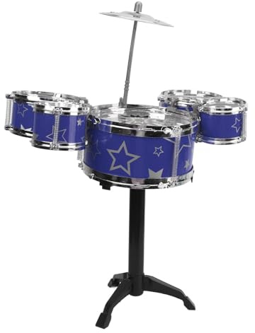 Naroote Batería de Jazz para Niños Pequeños, 5 Tambores, 1 Platillo, Batería Educativa para Niños, Coordinación Mano-Ojo, Alta Seguridad para Educación (Blue)