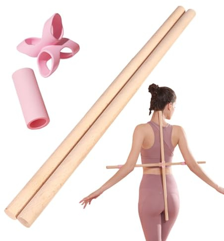 Yoga Stick 2 Pieces Fitness Pole | Adult Hump Corrector Bar for Athletes Beginners Professionals Bedroom Home Office Gym Studio