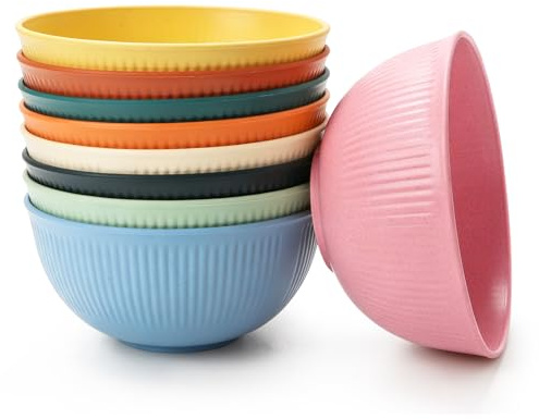 Wiederverwendbar Bowl Müslischalen 8er Set, Plastik Schüsse 655 ml Dessertschalen Suppenschalen, Salatschale für Suppe Müsli Ramen Salat, Ramen Schüssel Grillpartys - Wiederverwendbar Bruchsicher