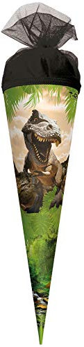 ROTH Geschenk-Schultüte klein Tyrannosaurus 50 cm - rund Tüllverschluss - Zuckertüte Dinosaurier