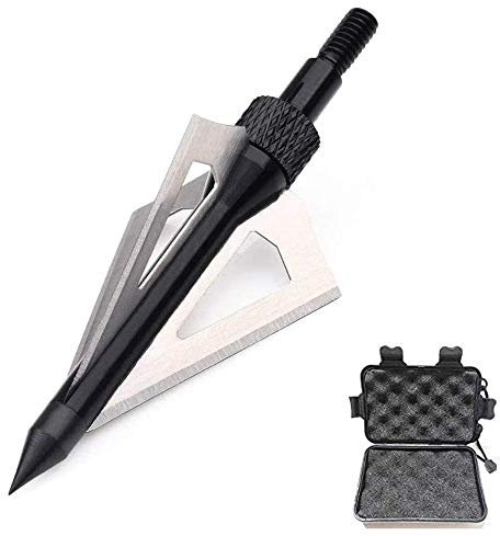 SHARROW 12pcs Pfeilspitzen Jagdspitzen 3 Klingen 100 Grains mit Broadhead Box für Carbonpfeile Armbrust Pfeil und Bogen (Schwarz)
