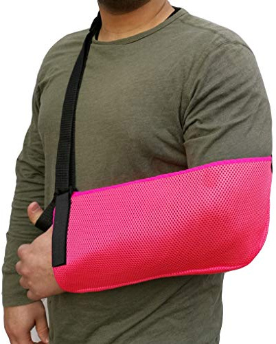 LTG PRO® Arm Sling Wrist Shoulder Support Adults and Kids Immobilizer Elbow Injury Fracture Cast (Pink Mesh, Adults)