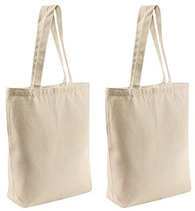 CVNDKN Canvas Tote Bags,2 Pcs Tote Bags Multi-Purpose Reusable Blank Canvas Bags Use For Grocery Bags,Shopping Bags,DIY Gift Bags
