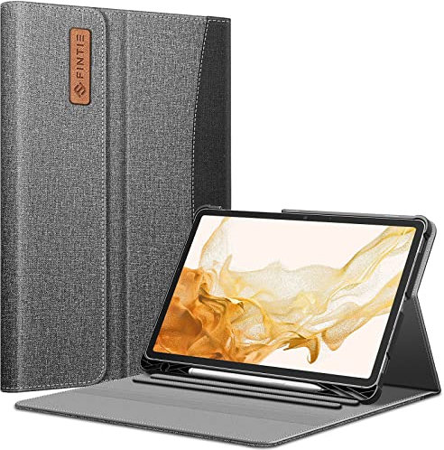 Fintie Hülle für Samsung Galaxy Tab S8 Plus 2022/S7 FE 2021/S7 Plus 2020 12.4 Zoll, Multi-Winkel Betrachtung Folio Schutzhülle mit S Pen Halter Dokumentschlitze Auto Schlaf/Wach, Dunkelgrau