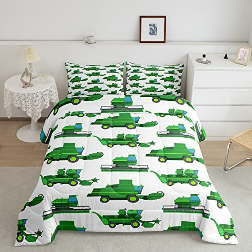 Construction Site Duvet Set Single Size Tractor Truck Excavator Bedding Set with Pillowcase Cartoon Car Quilted Down Duvet for Kids Toddler Boys Girls
