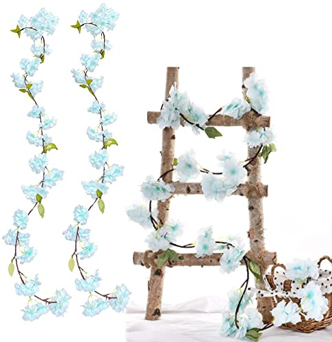 Konstgjorda Blommor Vine, Artificiell HäNgande Garland, BröLlop Blomkrans, Sidenblommor HäNgande Blomsterkrans, Blomsterranka FöR BröLlops Fest TräDgåRd Wall Dekor - 1,8 Meter 2 St (blå)