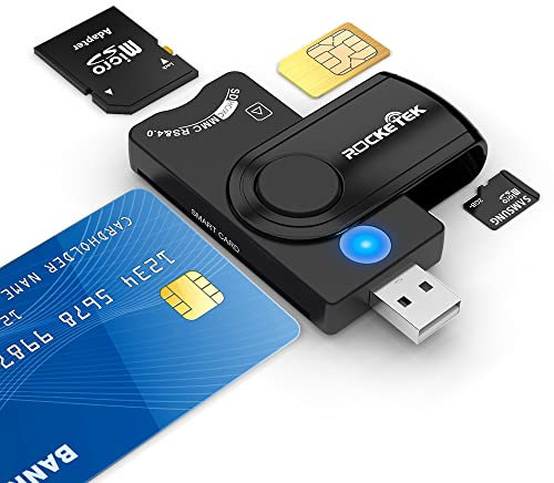 Identiv 4 in 1 USB SIM Card Adapter, Military CAC & Common Access Card Reader, Supports SIM/MMC/SD/TF/Micro SD for Windows, Linux/Unix, MacOS X