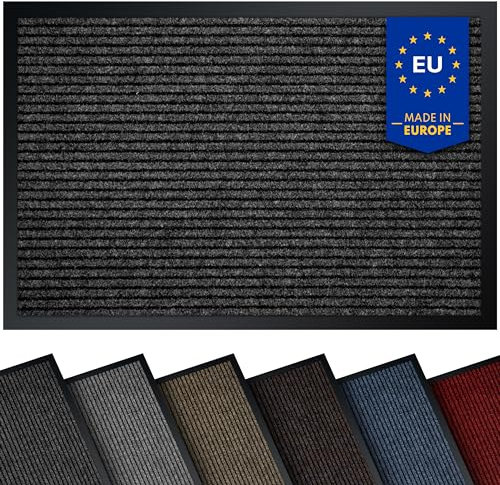 comflor Hochwertige Fußmatte Anthrazit 40x60 groß für Innen & Außen - Schmutzfangmatte rutschfest, waschbar & wetterfest - Fussmatte für Eingangsbereich & Aussenbereich - Läufer Flur dünn