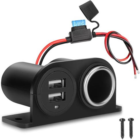 GIBBAB Dual USB Outlet Cigarette Lighter Socket Splitter With Blade Fuse | 12V 4.2A, Car Charger Power Adapter Replacement Plug Female 21W for RV Marine Boat Motorcycle Truck ATV UTV Van etc