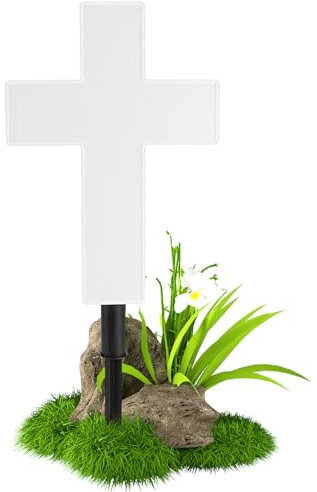 Croix CimetièRe Clair en Plastique Blanc Croix ExtéRieure Tombe De Pierre Tombale Lumineux Croix Croix Croix DéCoration pour Cour ExtéRieure Maison Terrasse