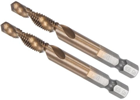 CoCud Kombinationsbohr- und Gewindebohrer, M6 x 1 Gewindegröße, 1/4 Sechskantschaft, unbeschichtete M35 Cobalt-Hochgeschwindigkeitsstahlwerkzeuge, 2 Stück