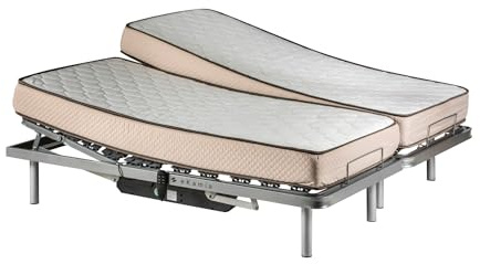 ekamia - Cama Articulada Eléctrica Doble Emparejada de Matrimonio con Colchón Wite - 180cm x 190cm, Mando inalámbrico