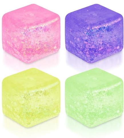 TAIZER 4 Piezas Squeeze Juguetes Anti Estrés Bolas Cubo Ball Nice Cube Bloque de Hielo Antiestrés Pelota Antiestrés Fidget Toy Bola Antiestrés para Niños y Adultos Licitación Stress Ball (Color)