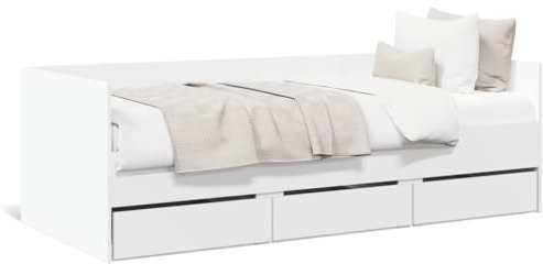 CIADAZ Sonnenliege mit Schubladen, Holz, weiß, 75 x 190 cm, Gartenliege, Sonnenliege, Sonnenliege, Gartenbett, Outdoor, Strandliege - 3280832