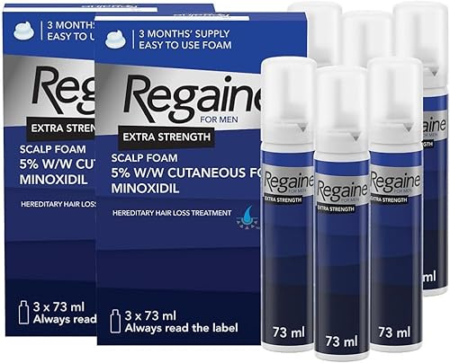 Regaine For Men Extra Strength Foam - Scientifically Proven To Help Stop Hereditary Hair Loss - Minoxidil Foam for Hair Regrowth - (3 x 73ml) (Pack of 2), Packaging May Vary