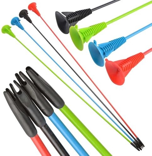 Poearcus Tiro con Arco Flecha con Ventosa Flecha de puntería de 28 Pulgadas Flechas de Fibra de Vidrio Maciza con ventosas Extra Grandes Flecha de Seguridad para Principiantes 6/12 Piezas (Verde, 6)