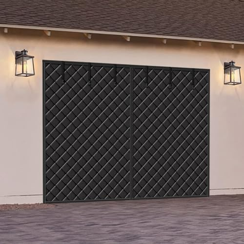 Garage magnetiska isolerade dörrgardiner, garageportgardiner, kyla och vattentät, vindtät och uppvärmning, Oxford-duk, dörrskärm, isoleringsskydd för vintern (svart, 365 x 215 cm)