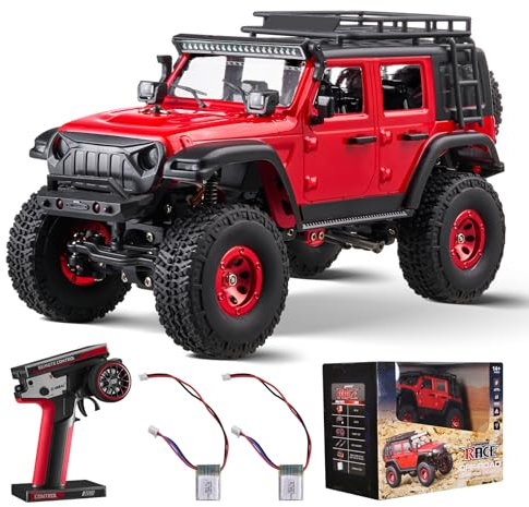 VEVOR Ferngesteuertes Auto, RC-Auto im Maßstab 1:24, All-Terrain-4WD-Geländewagen mit Vollbeleuchtung & 2 wiederaufladbaren Batterien, 2-Gang-Hobby-Rennauto als Geschenk für Kinder ab 14 Jahren