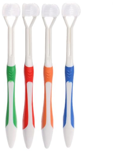 4Stück Dreiseitige Zahnbürste Autismus Sensorische Zahnbürste Borsthöhe Zahnbürste für Komplette Zähnepflege Pflege Ziemlich Guter Winkel Jeden Zahn, Weich und Sanft, Reinigen (4 Farben)