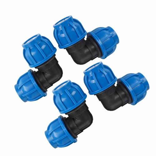 Akozon 4-Pack 32mm PE Pipe Fittings, 32mm to 32mm Elbow Connector, Plastic Joint for Water Pipes, Easy Installation for Plumbing Projects