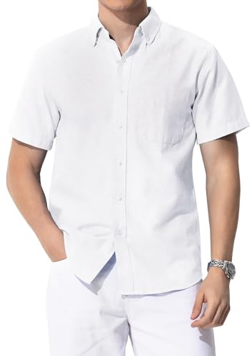 Casey Kevin Camicia Uomo Maniche Corte | 100% Cotone | Colletto con Bottoni | 1 Tasca sul Petto
