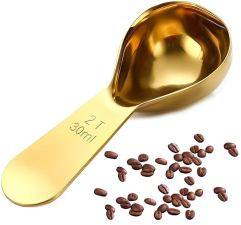 Hshenjhu Cuillère Doseuse à Café, 30ml Cuillère Doseuse Café, Cuillères à Sucre en Acier Inoxydable Courtes Manche Cuillères à Mesurer, pour Mesurer Lait en Poudre, Sucre en Poudre, Lait (Doré)