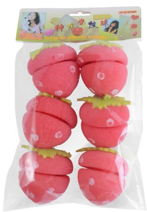 Set di bigodini alla fragola - 6 pezzi di schiuma morbida e confortevole senza calore, bigodini per la notte | Strumento flessibile per lo styling dei capelli lunghi, di arricciatura delicato