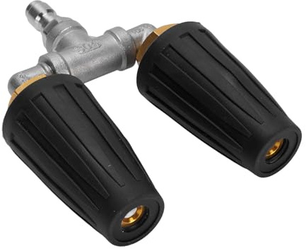 CHICIRIS Buse Turbo Double pour Nettoyeur Haute Pression, Buse Turbo Double Rotative en Acier Inoxydable de 1/4 Pouces avec Joint de Tuyau en Cuivre à 4 Voies, pour le Nettoyage des (BLACK)