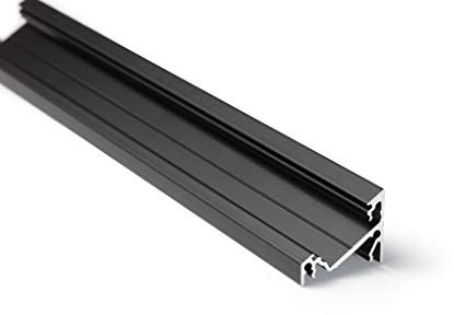LED Eckprofil 1m C14 Aluminium Schwarz für LED Streifen inkl. Abdeckung slide milchig, für LED Bänder bis max. 14mm (Schwarz, 1m slide milchig)