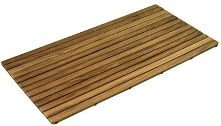Tarima/Alfombra Flexible para Ducha y baño, en Madera de Teca (100 x 50 cm)