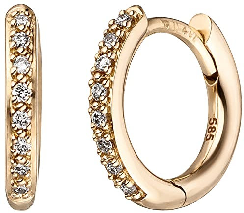 Jobo Damen-Creolen aus 14 Karat 585 Gold mit 16 Diamanten 12 mm