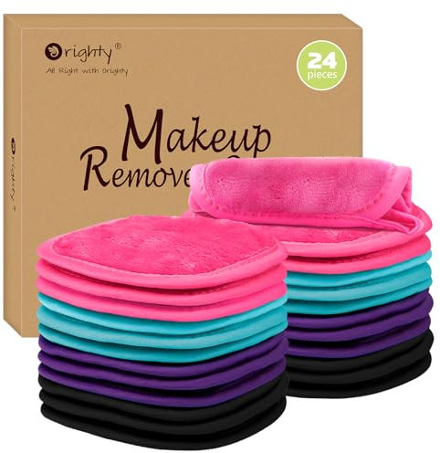Orighty Make-up-Entferner-Tücher, 24 Stück, Make-up-Entfernungstuch, wiederverwendbare Make-up-Entferner-Pads entfernen sofort Schmutz mit nur Wasser, 12,7 x 12,7 cm