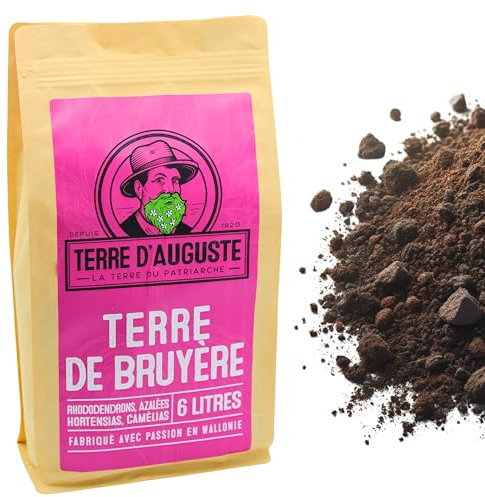 Terre d'Auguste - Terre de Bruyère 6L - Terreau Premium pour Les Plantes Acidophiles - Sac refermable