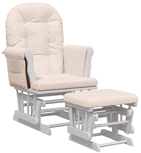 Tidyard Schaukelsessel mit Hocker Relaxsessel Schaukelstuhl Relaxstuhl Schwingsessel Sessel Stuhl Stillstuhl Gleitend Schwingstuhl Maximale Tragfähigkeit (pro Sitz):110 kg Stofffarbe: Hellrosa