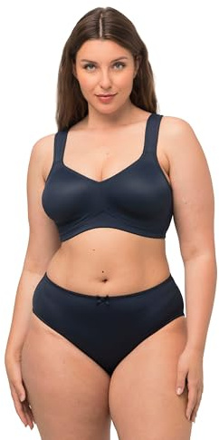 Ulla Popken Damen große Größen Übergrößen Plus Size Mikrofaser-BH, 2-er Pack, ohne Bügel, vorgeformte Cups Nachtblau 115E 793032139-115E