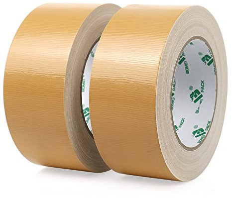 BOMEI PACK 2 Rolls Brown Duct Tape Reinforced sticky Heavy Duty cloth Gaffer Tape 230mic x 48mm x 30y Waterproofs for Ducts Fixing Repairing Sealing DIY Craft Job Labeling