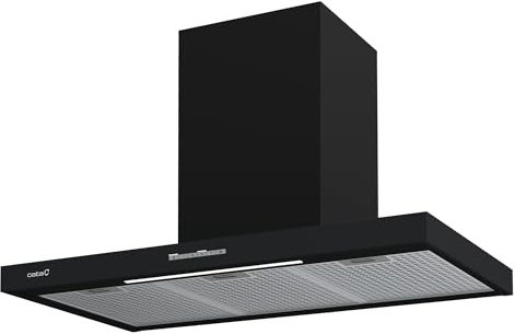 CATA Campana Decorativa Pared Sygma 9010 BK con 4 Niveles de Extracción, 3+1 Turbo Panel de Control Electrónico Nivel Sonoro 50 db Motor BT3 Extra Silencioso Iluminación LED Ancho 90 cm Color Negro