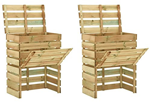 ARKEM Compostiera Domestica, Compostiera da Giardino e da Balcone, Bidone per Compost Girevole,Compostiere da Giardino Doghe 2 pz 80x50x100 cm Pino Impregnato