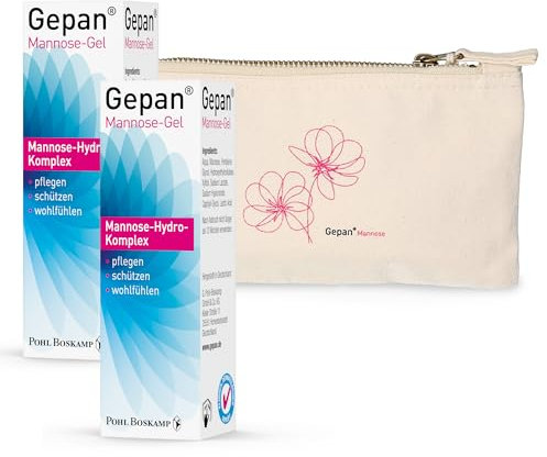 Gepan Mannose-Gel, 2x30 ml + gratis Kosmetiktasche: Intimpflege mit Schutzfaktor - Mannose & Hyaluronsäure - Unterstützt Hautbarriere im Intimbereich, Schutz vor Infektionen, z. B. Blasenentzündung