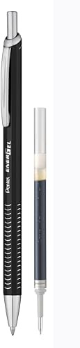 Pentel Energel Metal Slim BL447 fusto nero inchiostro nero 1 pz & ricarica in omaggio