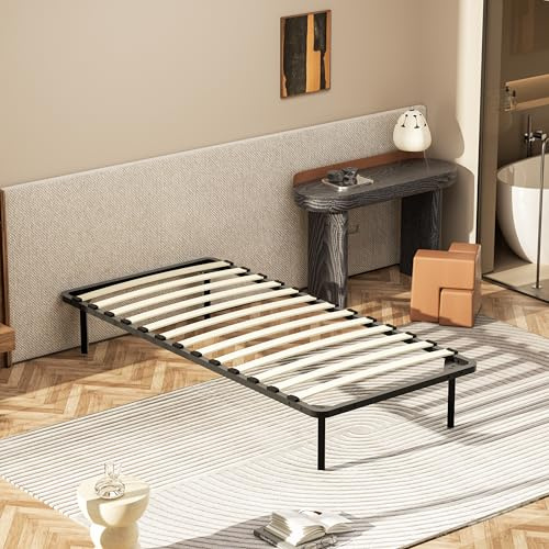 DEWINNER Rete Letto Singolo 80x190 cm, Altezza 35 cm, Ortopedica 4 Piedi Letto Smontabili a Doppio Bullone, Rete Singolo con Doghe di Legno