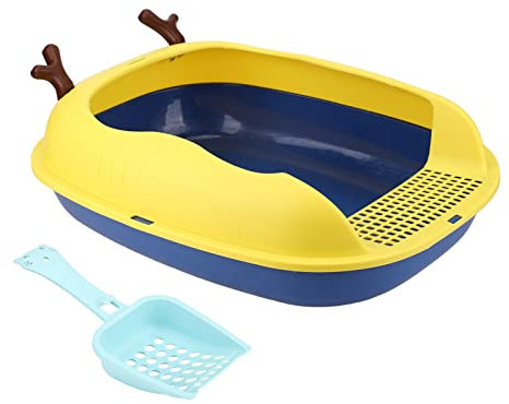 Kitty Müllbox, Katzenstreubox Halb Geschlossene Kätzchen -Toilette mit Müll Sieben Schaufel Offener Kätzchen Katzentoilette mit Hoher Seitenschachtel für für Hamster Kleine Hunde