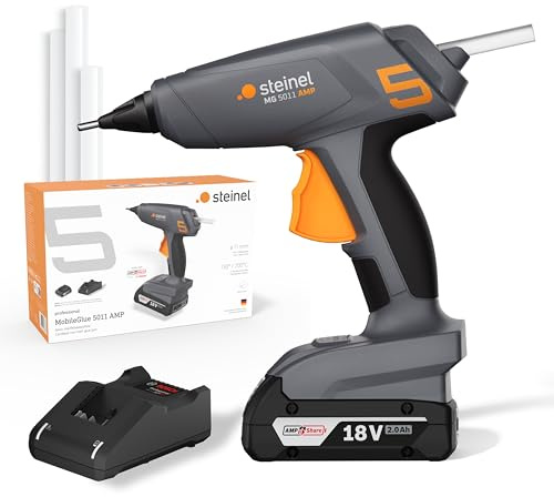 Steinel Pistola per colla a batteria PRO MobileGlue 5011 AMP incl. batteria 2,0 Ah 18 V Bosch AMPShare, 3 stick di colla, 130°/200°C
