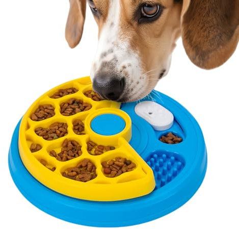 Lento para Perros, Plato segmentado para Comer Animales domésticos, Cuenco de alimentación Lenta para Perros, para Carne de Res, Carne Seca en Dados, Pollo, Queso Crema, Interior y Exterior