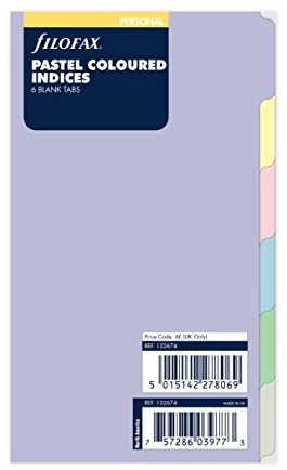 Filofax Pastel Personal 132674 Register, blanko, 6 Stück