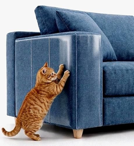 FTSTC Anti Cat Scratch Furniture Protector, 12-Pack, Furniture Protectors from Cats Scratching, Heavy Duty Self-Adhesive Couch Protector for Cats, Transparent Scratch Deterrent for Door Walls